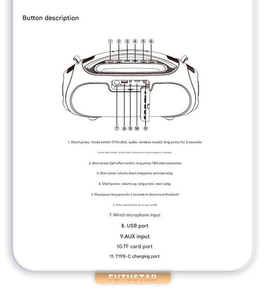 Bluetooth 5.3 60W Powerful Sound Rgb Lights Multiple Inputs Red Audio Docks & Mini Speakers