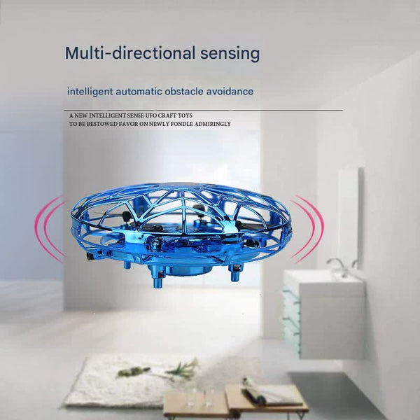 Hand Controlled Ufo Mini Drone With Led Lights & Obstacle Avoidance(Blue) Packing Organisers