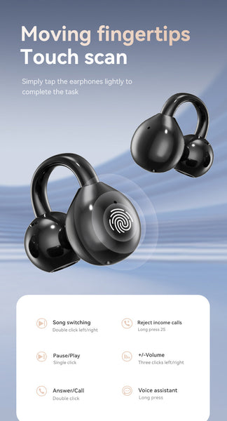 Smart Tws With Full Touch Screen Case Wireless 5.4 Open Noise Reduction Black Earbuds
