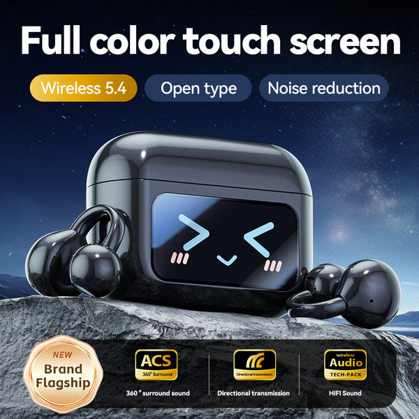 Smart Tws With Full Touch Screen Case Wireless 5.4 Open Noise Reduction Purple Earbuds