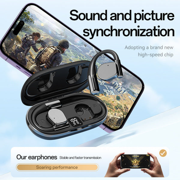 Open Ear Tws Wireless With Hifi Sound Led Display Dolby Surround Black Earbuds