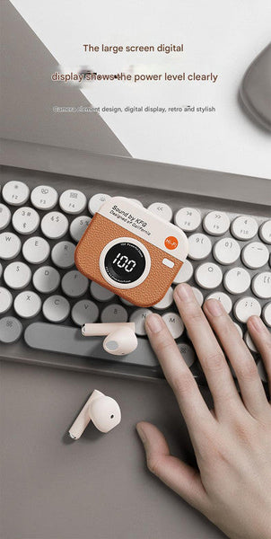 Retro Camera Style Tws Bluetooth 5.4 Enc Low Latency Gaming Yellow Earbuds