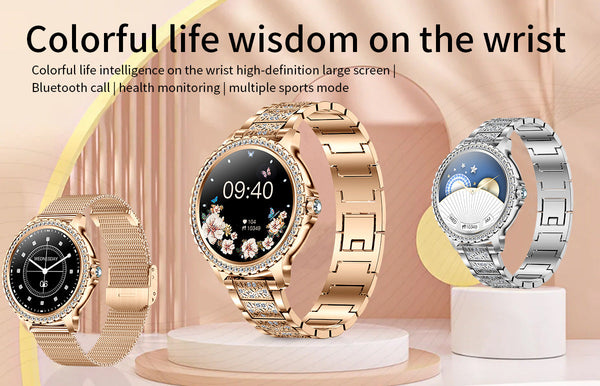 Elegant Women's Smartwatchhd Touchscreen Bluetooth Calls Health Monitoring(Gold) Smart Watches