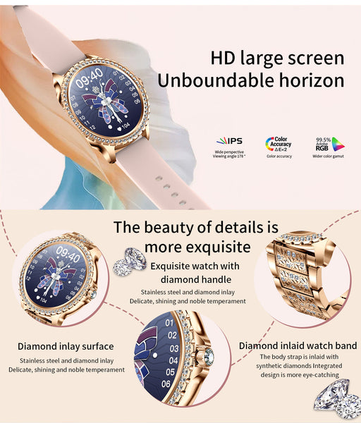 Elegant Women's Smartwatchhd Touchscreen Bluetooth Calls Health Monitoring(Silver Thin Steel Strip) Smart Watches