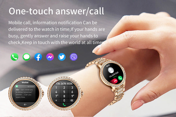 Elegant Women's Smartwatchhd Touchscreen Bluetooth Calls Health Monitoring(Silver Thin Steel Strip) Smart Watches