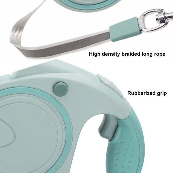 Green 3M Retractable Dog Leash Built In Led Light (No Batteries) And Bag Holder Leads & Head Collars