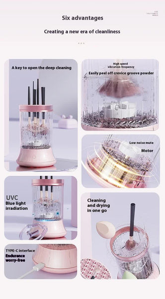 Pink Electric Makeup Brush Cleaner & Dryer Machine Automatic Spinner Tool (Rechargeable Model) Brush Cleaners
