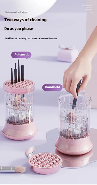 Pink Electric Makeup Brush Cleaner & Dryer Machine Automatic Spinner Tool (Rechargeable Model) Brush Cleaners