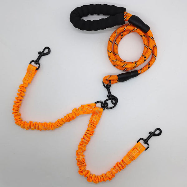 Double Ended Rope + 1.5M Leash Tangle Free Dual Dog Walking Leads & Head Collars