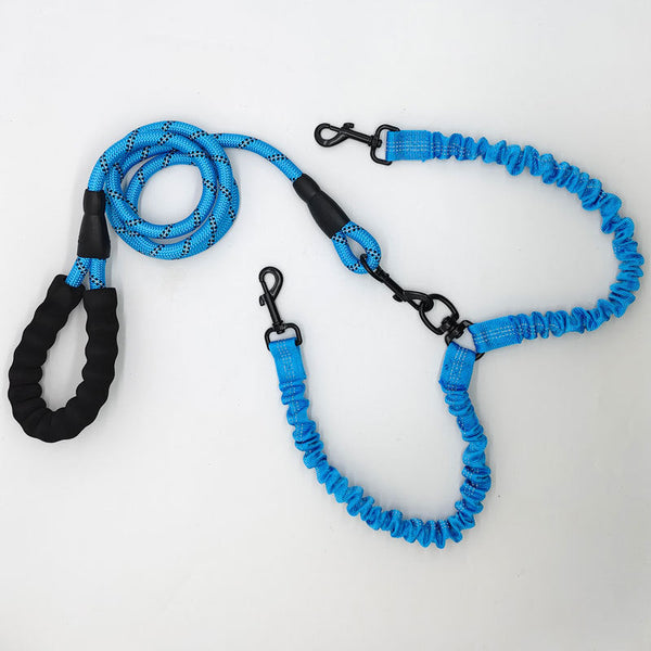 Double Ended Rope + 1.5M Leash Tangle Free Dual Dog Walking Leads & Head Collars