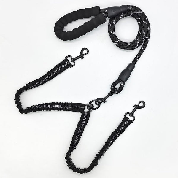 Double Ended Rope + 1.5M Leash Tangle Free Dual Dog Walking Leads & Head Collars