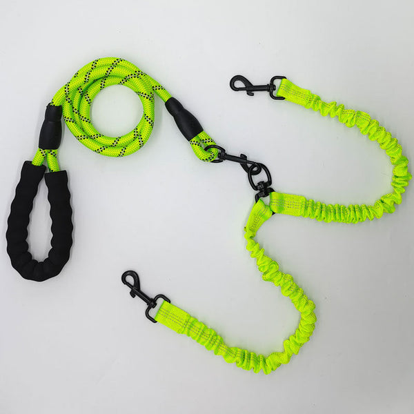 Double Ended Rope + 1.5M Leash Tangle Free Dual Dog Walking Leads & Head Collars