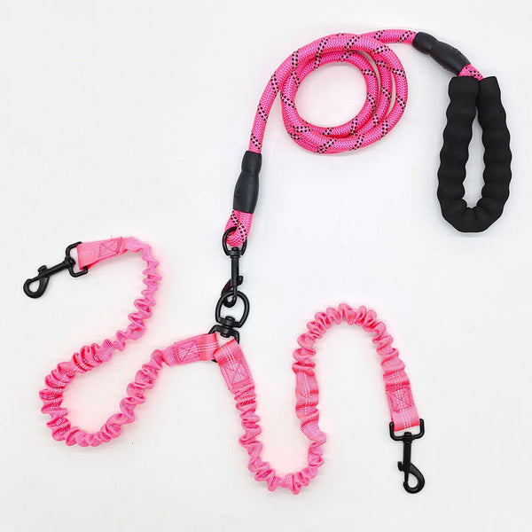 Double Ended Rope + 1.5M Leash Tangle Free Dual Dog Walking Leads & Head Collars