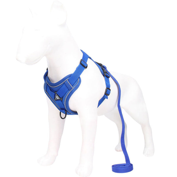 Blue Reflective Mesh Dog Harness And Leash Set Adjustable No Pull Vest Small Animal Supplies