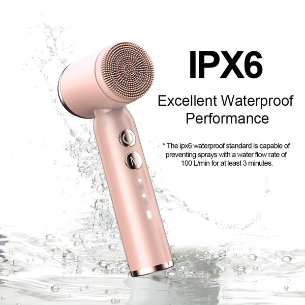 White 6 In 1 Electric Facial Cleansing Brush Set Rechargeable & Waterproof Facial Cleansing Devices