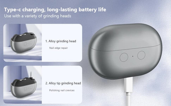 White Multi Function Electric Nail File Built In Storage Space Led Light Quiet Operation Electric Files & Tools