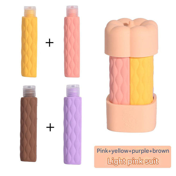 Light Pink Suit Silicone Travel Bottles Set (4 Pack 60Ml) Leakproof Reusable & Squeezable Travel Bottles & Containers