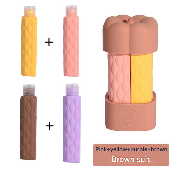 Light Pink Suit Silicone Travel Bottles Set (4 Pack 60Ml) Leakproof Reusable & Squeezable Travel Bottles & Containers