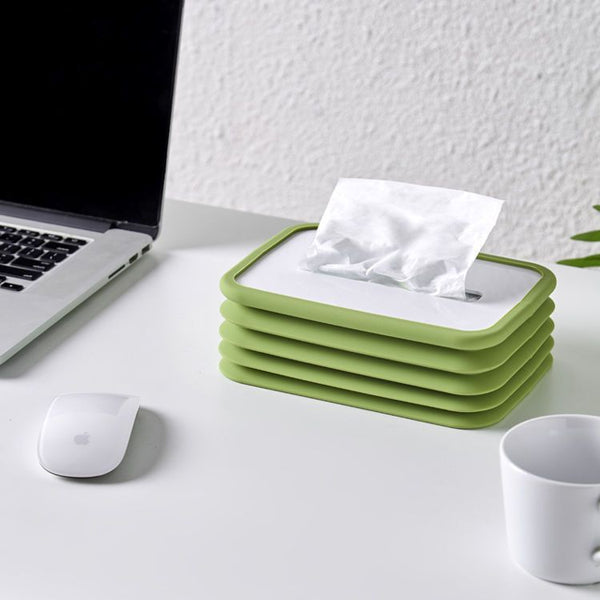 2 Pcs Green Silicone Tissue Box Holder Automatic Self Lowering Dispenser Tissue Box Covers