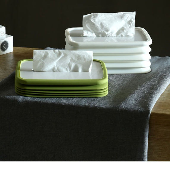 2 Pcs Green Silicone Tissue Box Holder Automatic Self Lowering Dispenser Tissue Box Covers