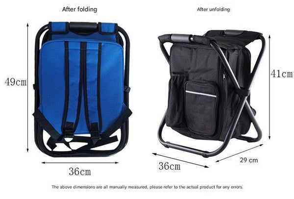 Green Insulated Cooler Backpack Chair Foldable Stool For Picnics & Bbq Camping Chairs