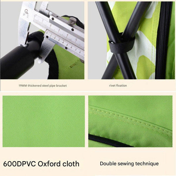 Green Insulated Cooler Backpack Chair Foldable Stool For Picnics & Bbq Camping Chairs