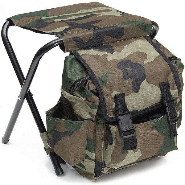 Folding Camo Backpack Stool Portable Chair For Camping & Fishing Camping Chairs