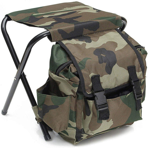 Folding Camo Backpack Stool Portable Chair For Camping & Fishing Camping Chairs