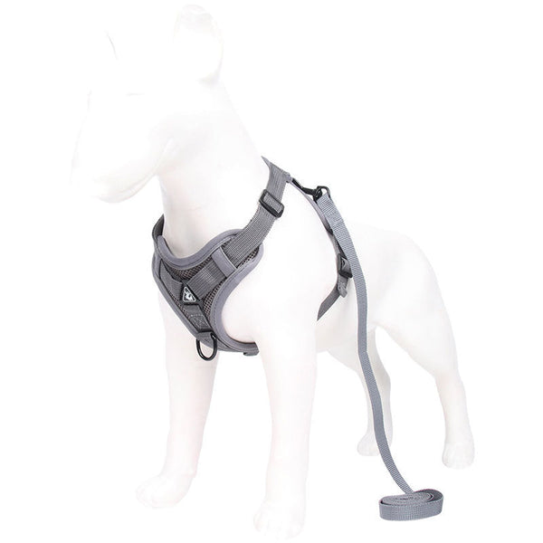 Grey Reflective Mesh Dog Harness And Leash Set Adjustable No Pull Vest Small Animal Supplies