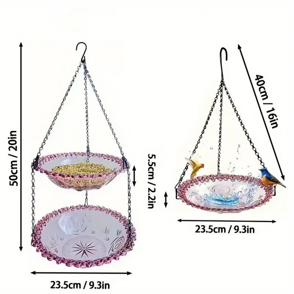 Grey Easy Clean Hanging Bird Feeder Double Layer Durable Plastic Design For Patios Bird Feeders