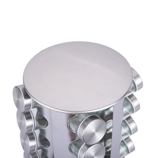 Modern Stainless Steel Round Rotating Spice Rack With 12 Empty Glass Jars (88 Ml Each) Spice Jars & Racks