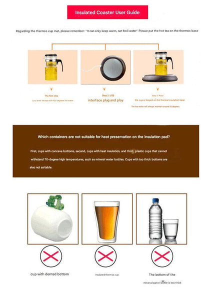 Usb Cup Warmer Wood Grain Electric Beverage Heater For Desk Office Home Other Kitchen Gadgets