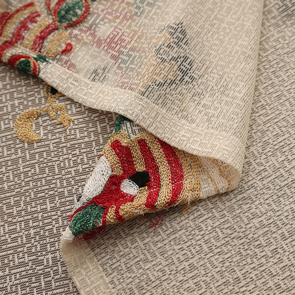 Embroidered Christmas Tablecloth Santa Claus Reindeer (140*140Cm) Table Cloths