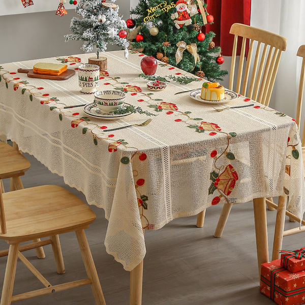 Embroidered Christmas Tablecloth Santa Claus Reindeer (140*140Cm) Table Cloths
