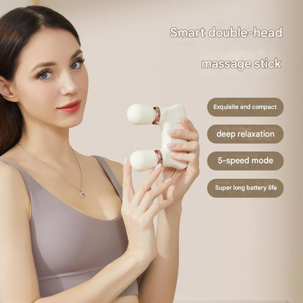 White Portable Dual Head Mini Massager 5 Modes, Quiet Operation, Usb C Rechargeable Massagers
