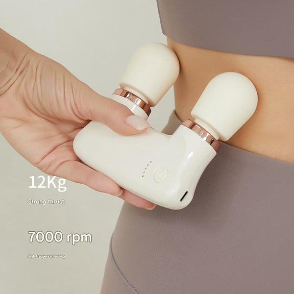 White Portable Dual Head Mini Massager 5 Modes, Quiet Operation, Usb C Rechargeable Massagers