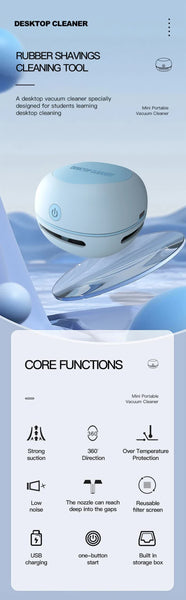 Blue Cordless Tabletop Crumb Sweeper Usb Rechargeable Mini Vacuum For Desk Vacuum Cleaners
