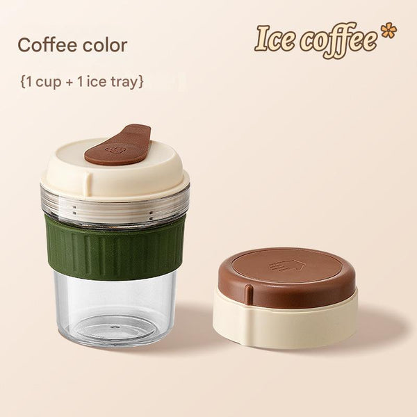 2 In 1 Ice Cube Maker Tumbler Portable Cup With Integrated Silicone Tray & Lid (1 + Tray) Ice Cubes Trays & Moulds