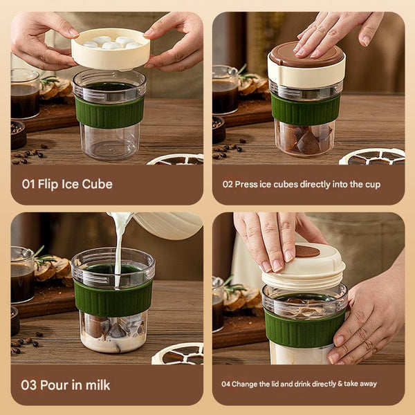 2 In 1 Ice Cube Maker Tumbler Portable Cup With Integrated Silicone Tray & Lid (1 + Tray) Ice Cubes Trays & Moulds