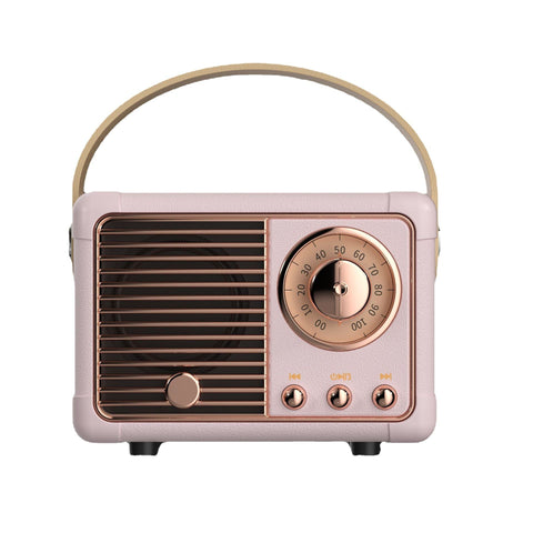 Pink Retro Bluetooth Speaker Portable Mini Wireless With Vintage Radio Design (Product Size: 7X11x5cm) Audio Docks & Mini Speakers