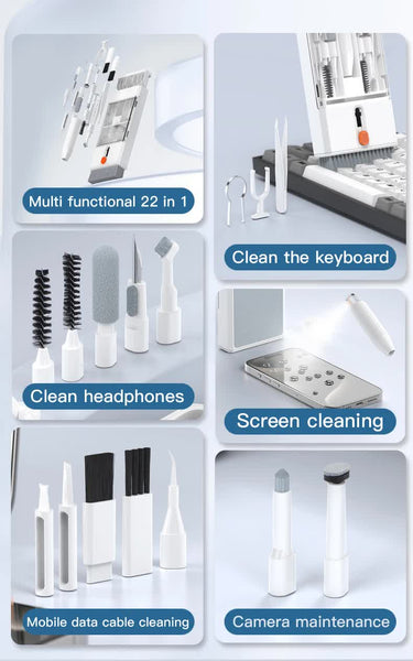 White 22 In 1 Electronics Cleaning Kit For Keyboards Airpods Laptops Cell Phones Cameras Cleaning Equipment & Kits