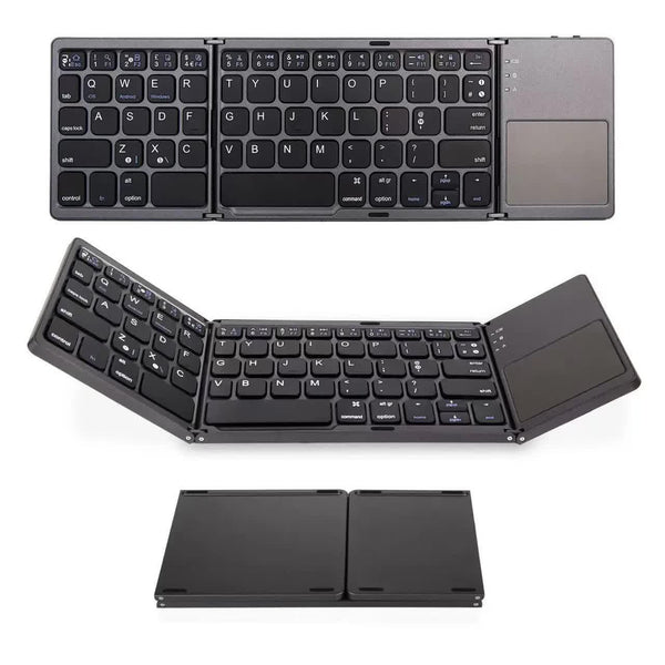 Black Tri Fold Bluetooth Keyboard With Touchpad Multi Device Compatible (Ios/Android/Win) Keyboards & Keypads