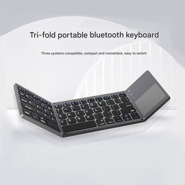 Black Tri Fold Bluetooth Keyboard With Touchpad Multi Device Compatible (Ios/Android/Win) Keyboards & Keypads