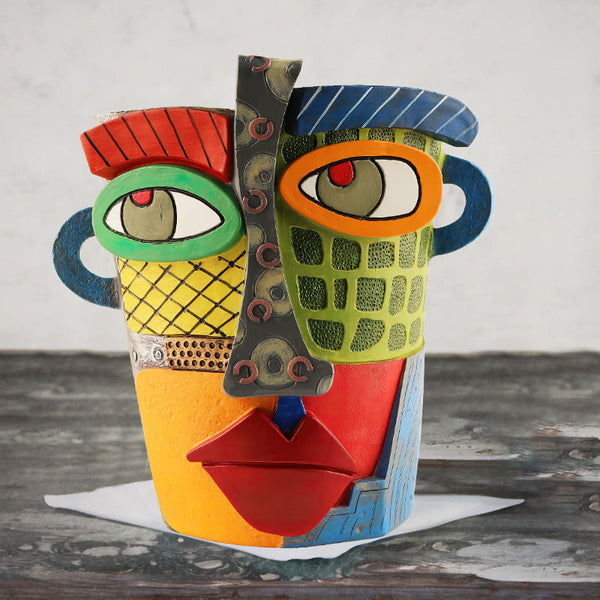 Abstract Face Planter Pot Artistic Resin Decor For Succulents & Plants (Antique Style 12.5*12*9Cm) Baskets Pots Window Boxes