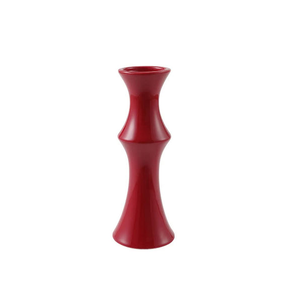 Glossy Red Ceramic Vase Unique Bamboo Look Design (20X8x5.5Cm) Vases