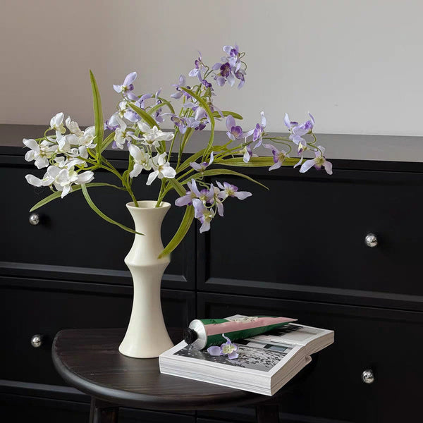 Glossy Red Ceramic Vase Unique Bamboo Look Design (20X8x5.5Cm) Vases