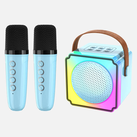 Blue Fun Party Karaoke Machine With Two Wireless Microphones And Voice Effects Audio Docks & Mini Speakers