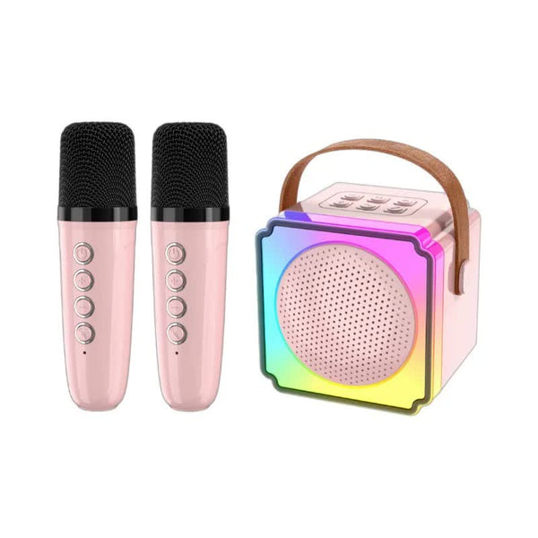 Pink Fun Portable Party Speaker Karaoke Machine With Two Wireless Microphones And Voice Effects Audio Docks & Mini Speakers