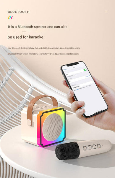 Pink Fun Portable Party Speaker Karaoke Machine With Two Wireless Microphones And Voice Effects Audio Docks & Mini Speakers