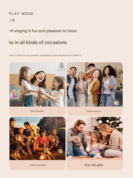 Pink Fun Portable Party Speaker Karaoke Machine With Two Wireless Microphones And Voice Effects Audio Docks & Mini Speakers